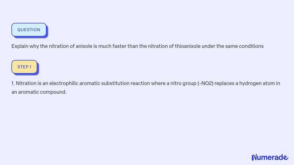 SOLVED: Explain why the nitration of anisole is much faster than the ...