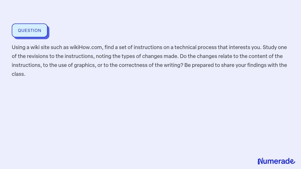 ⏩SOLVED:Using a wiki site such as wikiHow.com, find a set of… | Numerade