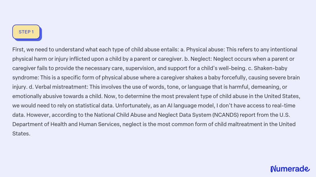 SOLVED:Which Type Of Child Abuse Is Most Prevalent In The United States ...