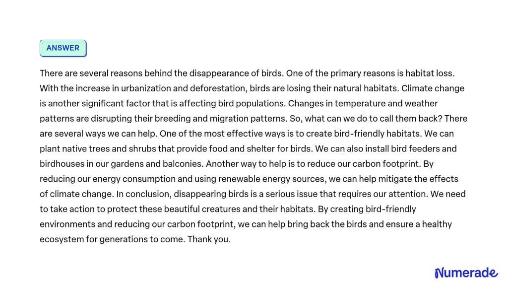 speech writing disappearing birds