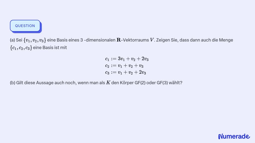 ⏩SOLVED:(a) Sei {v1, V2, V3} Eine Basis Eines 3 -dimensionalen… | Numerade