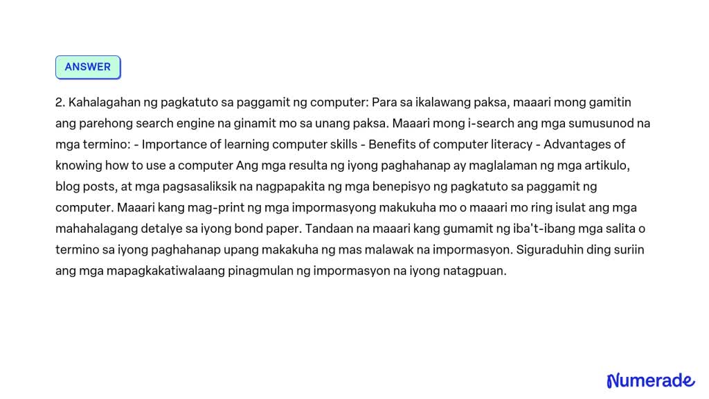 SOLVED: Tulong, Epp Gawain Po. Gamit Ang Alinman Na Search Engine Na Inyong Matutunan ...