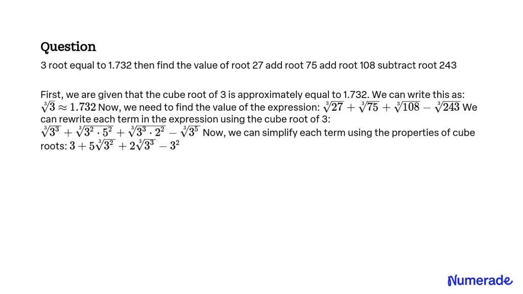 solved-3-root-equal-to-1-732-then-find-the-value-of-root-27-add-root