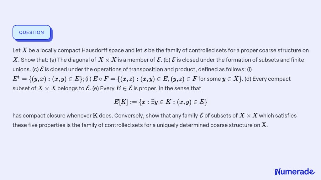 Solved Let X Be A Locally Compact Hausdorff Space And Let εbe The