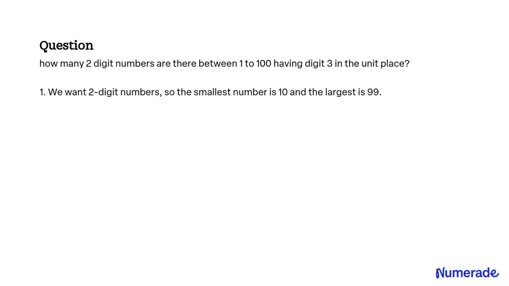 SOLVED How Many 2 Digit Numbers Are There Between 1 To 100 Having 