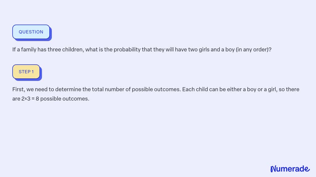 SOLVED: If a family has three children, what is the probability that ...