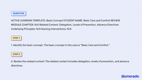 Basic Concept-Basic Care and Comfort - ACTIVE LEARNING TEMPLATES
