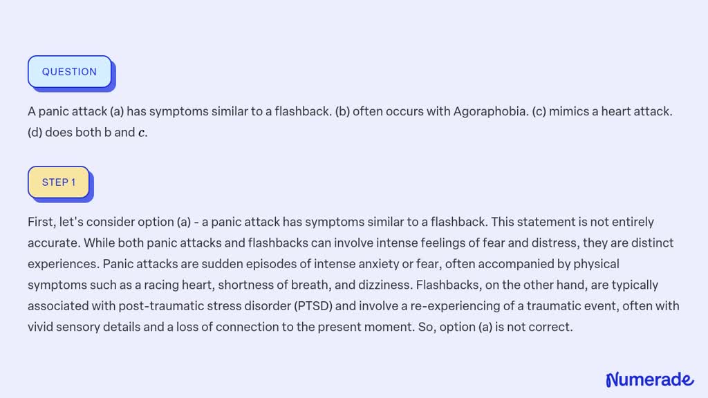 SOLVED:A Panic Attack (a) Has Symptoms Similar To A Flashback. (b ...