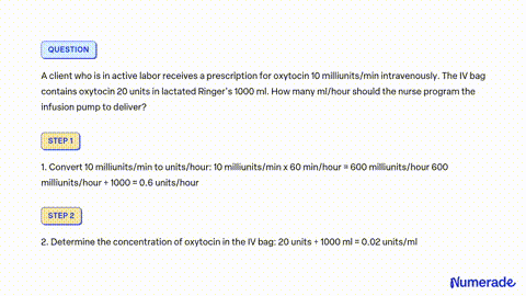 Oxytocin 20 USP Units Added to Lactated Ringer's 500 mL Bag