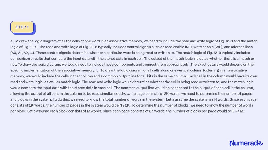 SOLVED: a. Draw the logic diagram of all the cells of one word in an ...