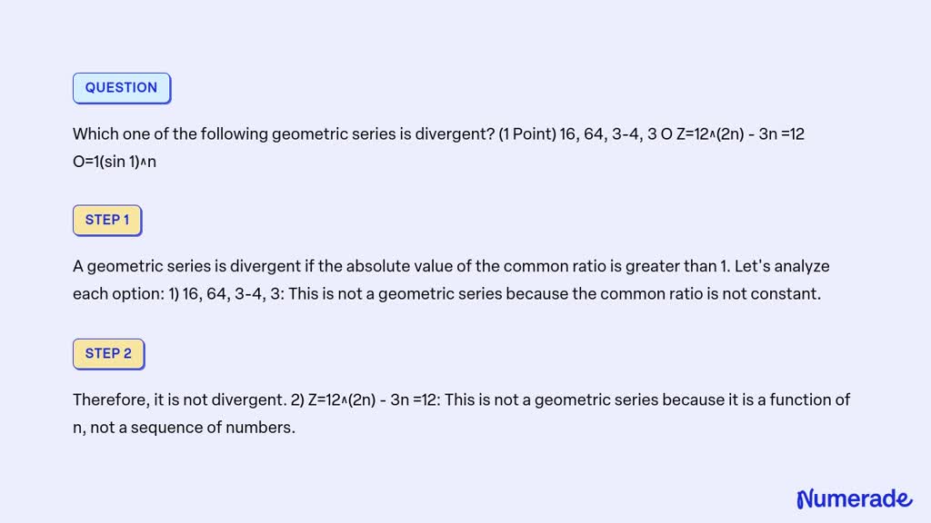 Video Solution: Which One Of The Following Geometric Series Is 