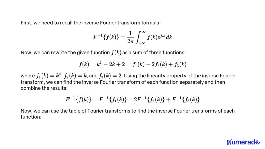 Solved Question 2 Inverse Transformation Use The Table Of Fourier