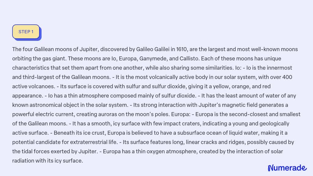 SOLVED:Compare And Contrast The Four Galilean Moons Of Jupiter.