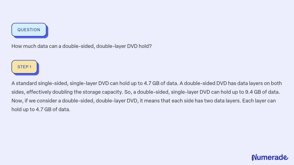 SOLVED How much data can a double sided double layer DVD hold