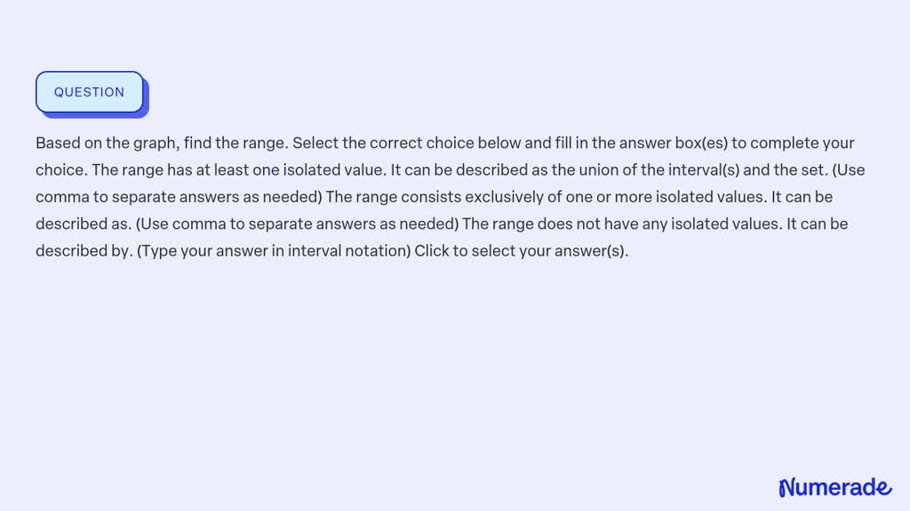SOLVED: Based on the graph, find the range. Select the correct choice ...