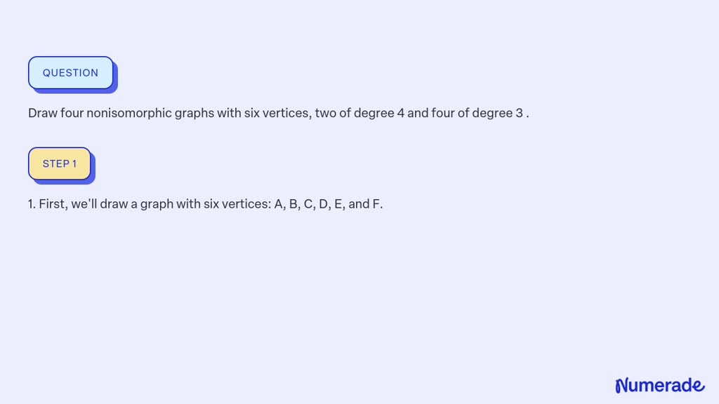 ⏩SOLVED:Draw four nonisomorphic graphs with six vertices, two of ...