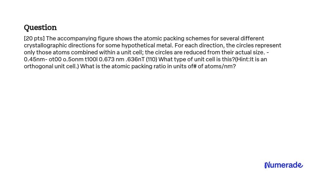 SOLVED: The accompanying figure shows the atomic packing schemes for ...