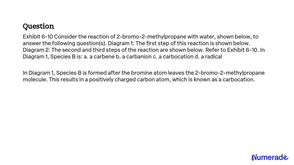 Solved Exhibit 6 10 Consider The Reaction Of 2 Bromo 2 Methylpropane With Water Shown Below 4426