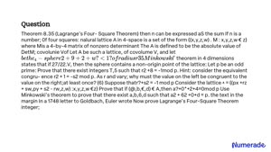 m 8.35 (Lagrange's Four-Square Theorem) If n is a