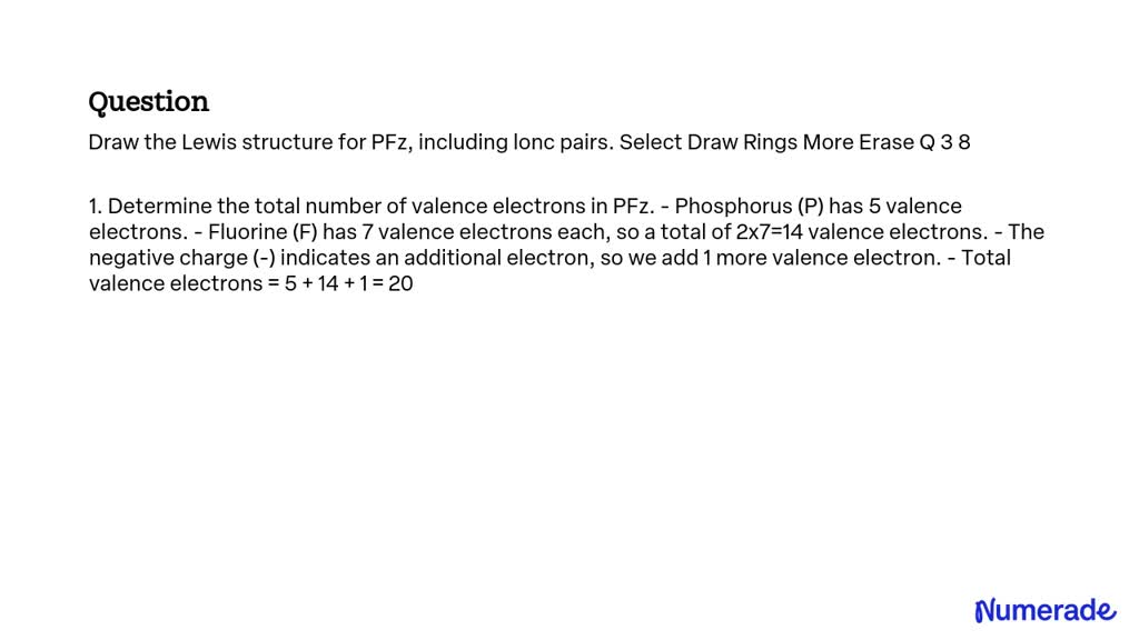 SOLVED Draw the Lewis structure for PF3, including lone pairs.