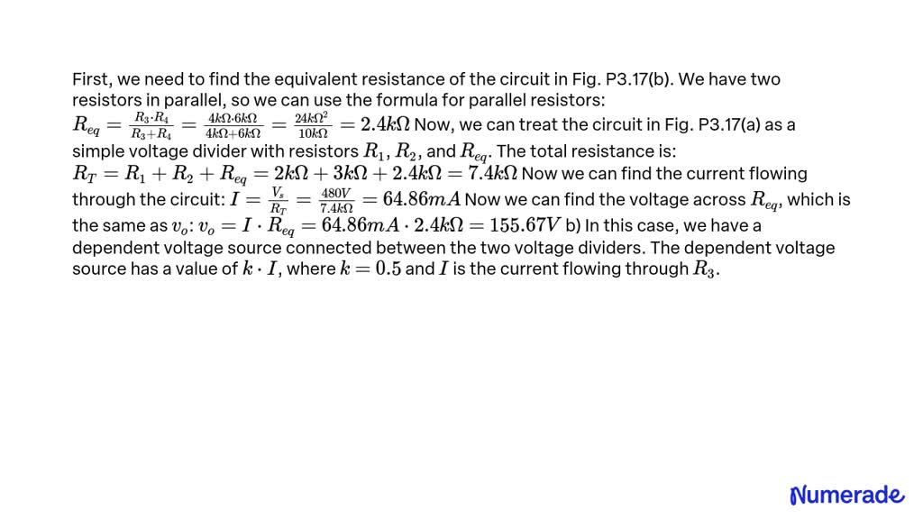 SOLVED:a) The Voltage Divider In Fig. P3.17(a) Is Loaded With The ...