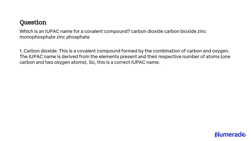 Which Is An Iupac Name For A Covalent Compound