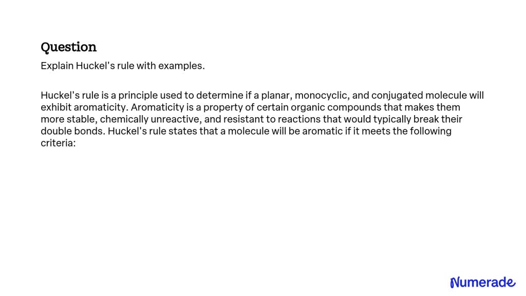 SOLVED:Explain Huckel's rule with examples.