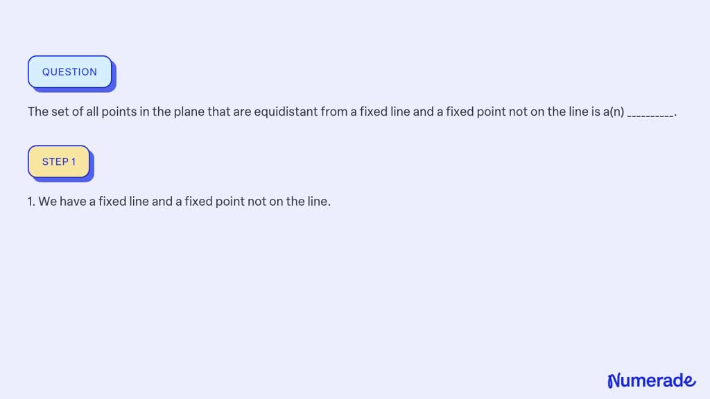 SOLVED:The set of all points in the plane that are equidistant from a ...