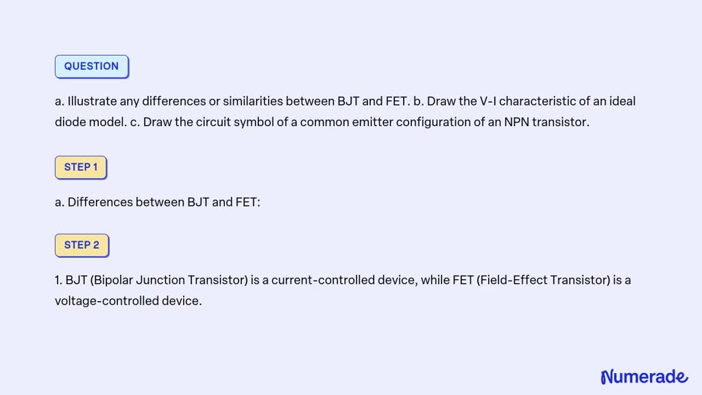 SOLVED: A. Illustrate Any Differences Or Similarities Between BJT And ...